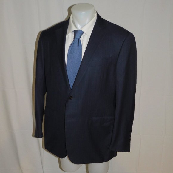 Ermenegildo Zegna 15milmil15 Blue Striped Recent Two Button Suit Jacket 48R - Picture 5 of 10